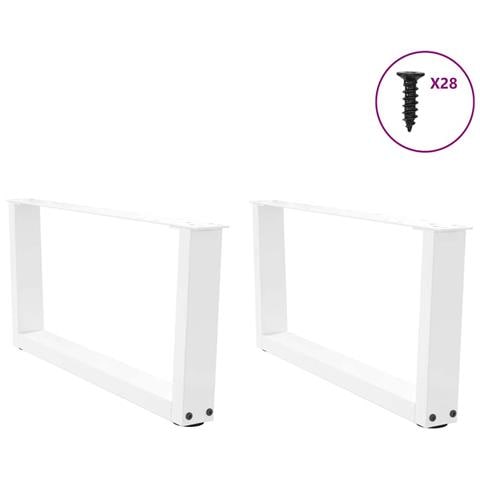 Gambe Per Tavolo Pranzo A V 2 Pz Bianco 70x(30-31,3)cm Acciaio - Foto 3