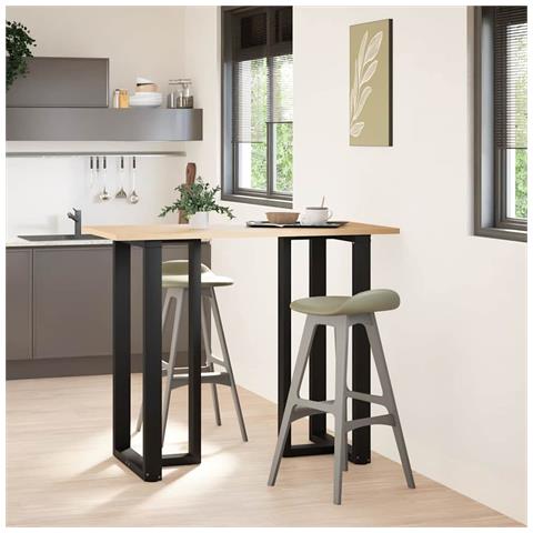 Gambe Tavolo Bar A Forma T 2 Pz Nero 60x35x(110-111) Cm Acciaio - Foto 2