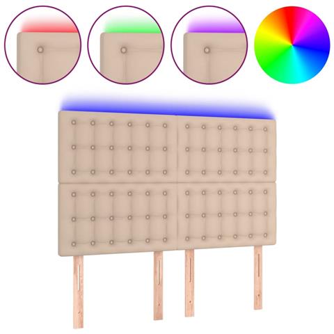 Testiera A Led Cappuccino 144x5x118/128 Cm In Similpelle - Foto 2