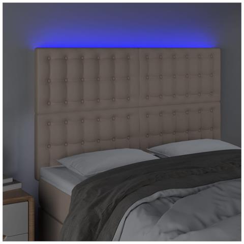 Testiera A Led Cappuccino 144x5x118/128 Cm In Similpelle - Foto 3