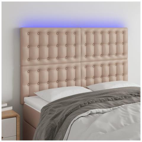 Testiera A Led Cappuccino 144x5x118/128 Cm In Similpelle - Foto 1