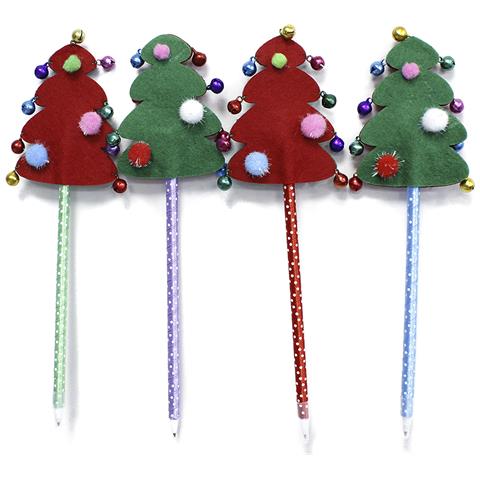 Penna A Sfera Di Natale 25cm. Decorazione In Feltro Con Campanelli. Colori Casuali. - Foto 1