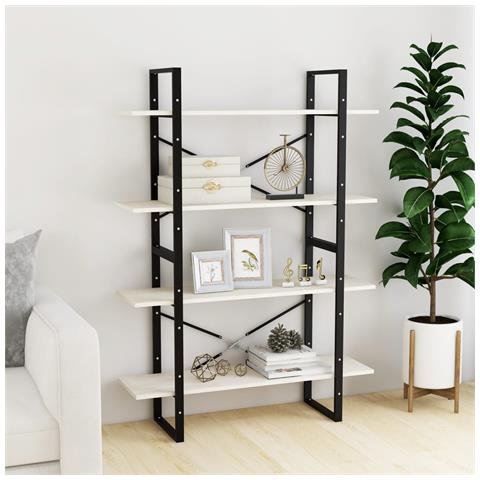 Libreria A 4 Ripiani Bianca 100x30x140 Cm In Massello Di Pino - Foto 2