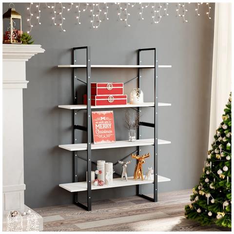 Libreria A 4 Ripiani Bianca 100x30x140 Cm In Massello Di Pino - Foto 8