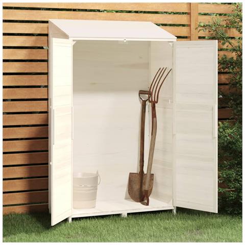 Capanno Da Giardino Bianco 102x52x174,5 Cm Legno Massello Abete - Foto 2