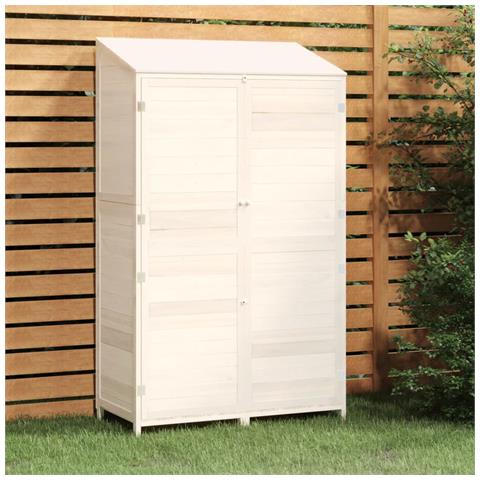 Capanno Da Giardino Bianco 102x52x174,5 Cm Legno Massello Abete - Foto 8