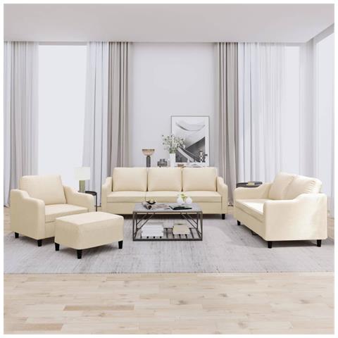 Set di Divani 4 pz con Cuscini Crema in Tessuto - Foto 2