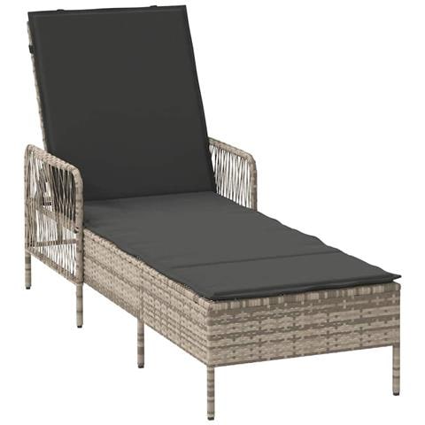 Lettino Prendisole Grigio chiaro Rattan PE 157 x 55 x 92 cm - Foto 1