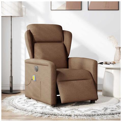 Poltrona Massaggiante Reclinabile Elettrica Marrone in Tessuto - Foto 2