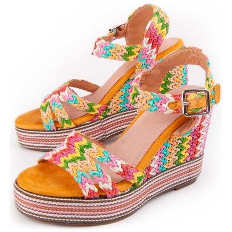 Sandalo Con Zeppa Sparto Salia9 Multicolore. - Foto 1