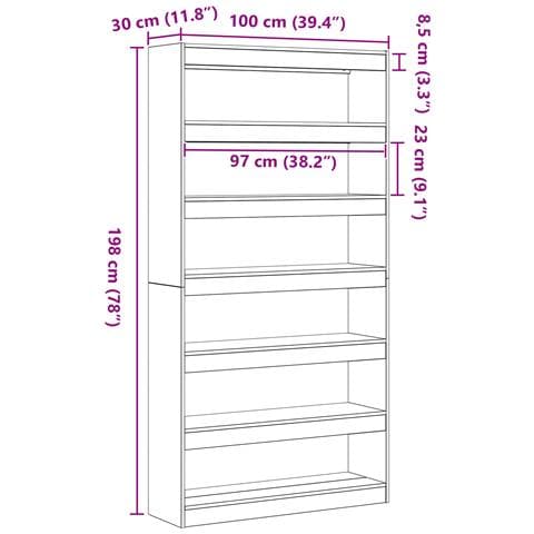 Libreria Bianca Bianca Legno ingegnerizzato 100 x 30 x 198 cm - Foto 9