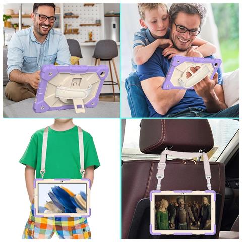 Custodia Per Ipad 9/8/7 10.2"" Con Supporto E Tracolla Viola - Foto 2