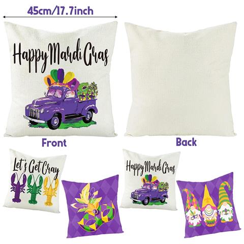 4 Pezzi Cuscini Per Mardi Gras, Decorazioni Di Carnevale 45x45cm - Foto 4