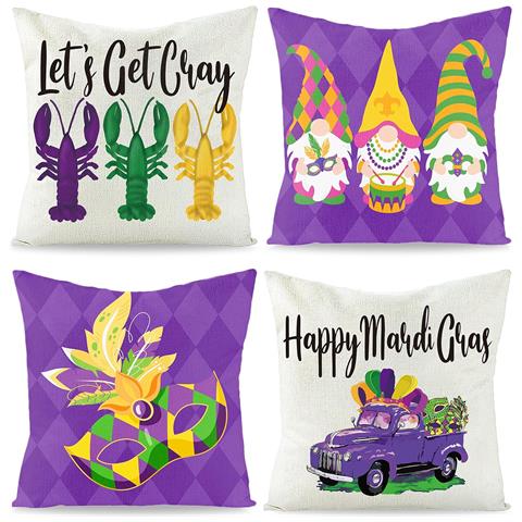 4 Pezzi Cuscini Per Mardi Gras, Decorazioni Di Carnevale 45x45cm - Foto 1