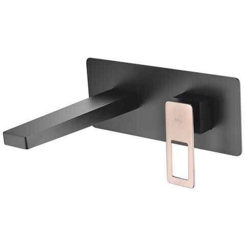 Imex Miscelatore Incasso Lavabo Monocomando In Ottone E Zama Nero Opaco Con Accenti Oro Rosa Corpo Incassato A Parete Con Scatola Di Registrazione Centralina Integrata - Modello Imex-bdc032-4nor Sue - Foto 2
