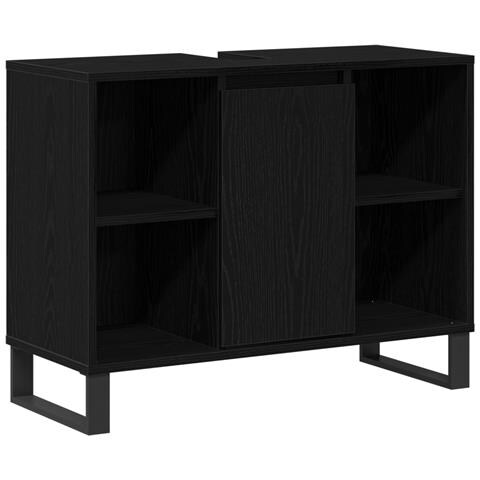 Unità Vanità Rovere Nero Rovere Nero MDF Medio Mobile Bagno - Foto 1