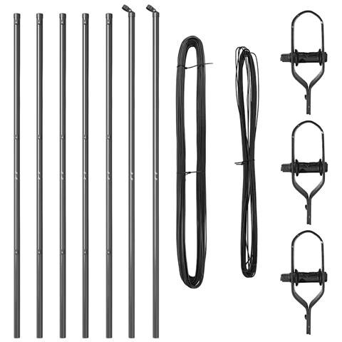 Pali per Recinzione 7 pcs Grigio Ø32mm 170 cm Acciaio zincato - Foto 1