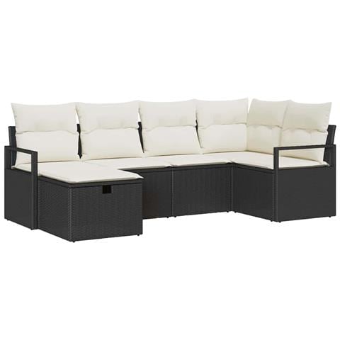 Set Divano da Giardino 6 pcs Nero e crema 232 x 122 x 85 cm - Foto 1