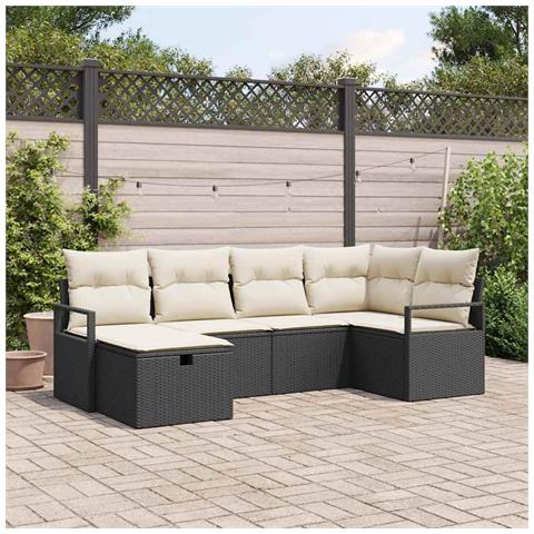Set Divano da Giardino 6 pcs Nero e crema 232 x 122 x 85 cm - Foto 2