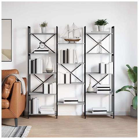 Libreria Grigio sonoma 156 x 25 x 167.5 cm Legno multistrato - Foto 2