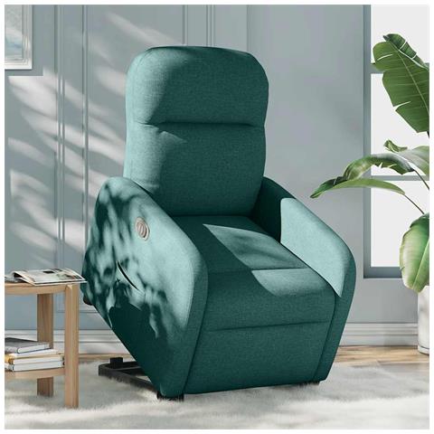 Poltrona Alzapersona Reclinabile Elettrica Verde Scuro Tessuto - Foto 2