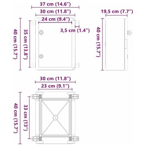 Armadietto di Controllo Grigio 30 x 19.5 x 40 cm Plastica ABS - Foto 9