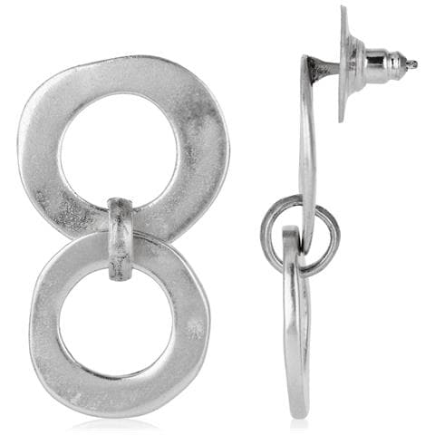 Orecchino Pendente A Doppio Cerchio In Argento - Foto 1