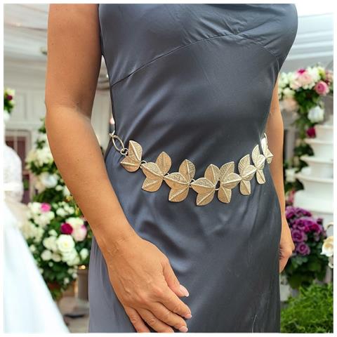 Cintura A Cascata Con Foglie 3d Placcata In Argento - Foto 2