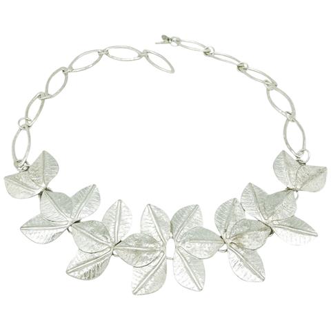 Cintura A Cascata Con Foglie 3d Placcata In Argento - Foto 6