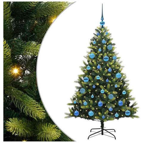 Albero di Natale Artificiale Pieghevole 150 LED Verde 150 cm - Foto 1