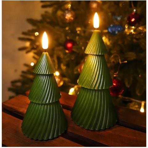Candela Led A Forma Di Albero Di Natale Senza Fiamma - Atmosfera Festosa, Sicura E Riutilizzabile  M - Foto 2