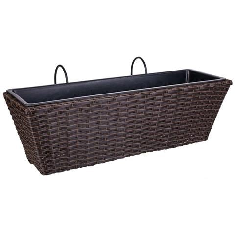 Fioriera Sospesa In Polyrattan Marrone 61x20/29x19/23h - Foto 1