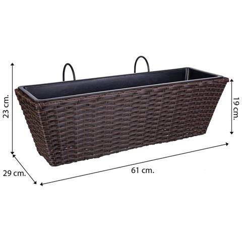 Fioriera Sospesa In Polyrattan Marrone 61x20/29x19/23h - Foto 7