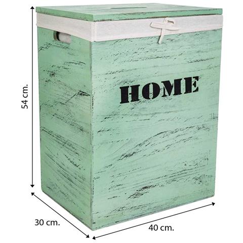 Set Di 2 Cesti Portabiancheria In Legno Verde - Foto 8