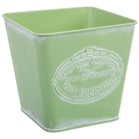 Cestino In Metallo Verde 14,5x13x10,5 - Foto 1