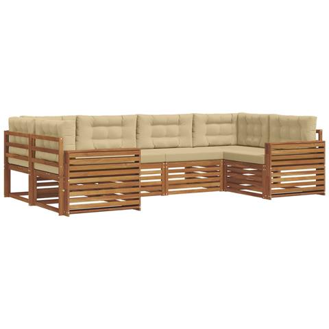 Set divani 6 pcs Naturale e Beige Legno di Acacia Massello - Foto 1