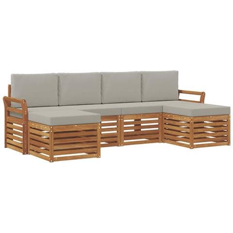 Set divani con cuscino 6 pcs Grigio Naturale e Chiaro - Foto 1