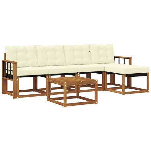 Set di divani da esterno con cuscino 6 pcs Naturale e Crema - Foto 1
