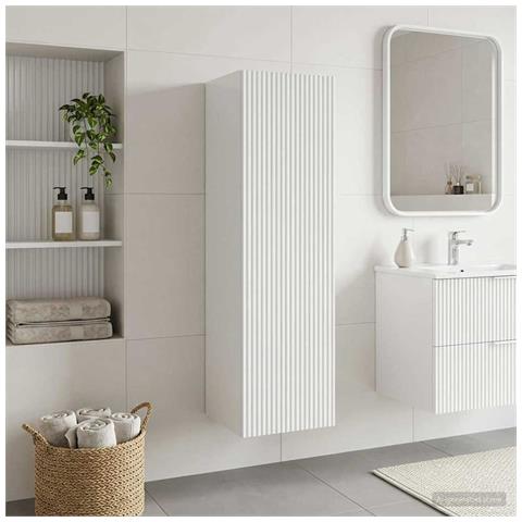 Mobiletto da Bagno a Muro Bianco Lucido 33 x 34,5 x 60 cm - Foto 2