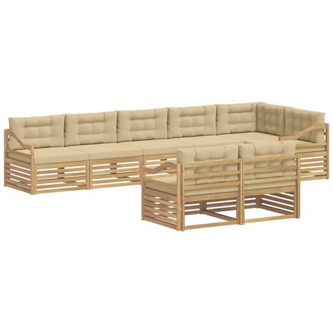 Set di divani da esterno 8 pcs Bianco e Beige Poliestere - Foto 1