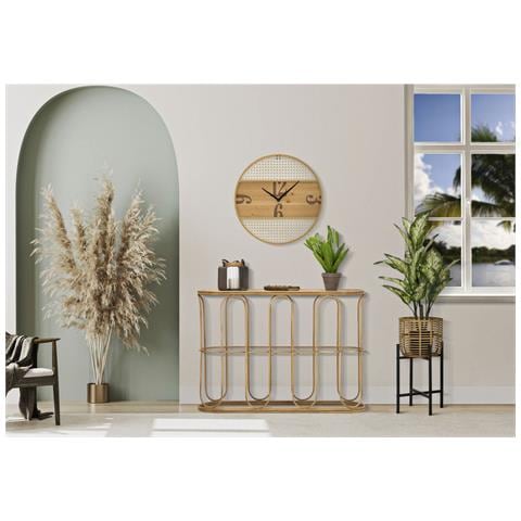 Console Samui In Ferro E Rattan Naturale — 110x32x77 Cm - Foto 8
