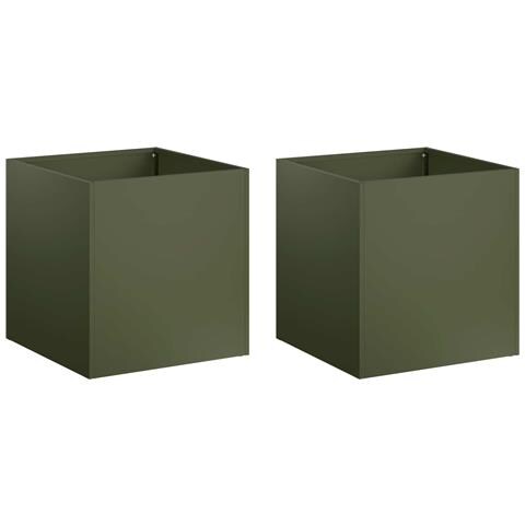 Vaso da giardino 2 pz Verde Oliva 20 x 20 x 20 cm - Foto 1