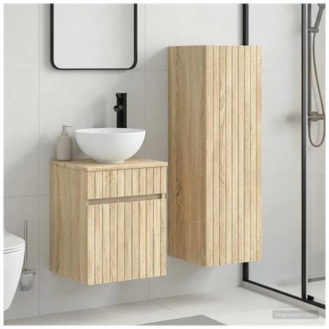 Set di mobili per il bagno 2 pz Rovere Sonoma - Foto 2