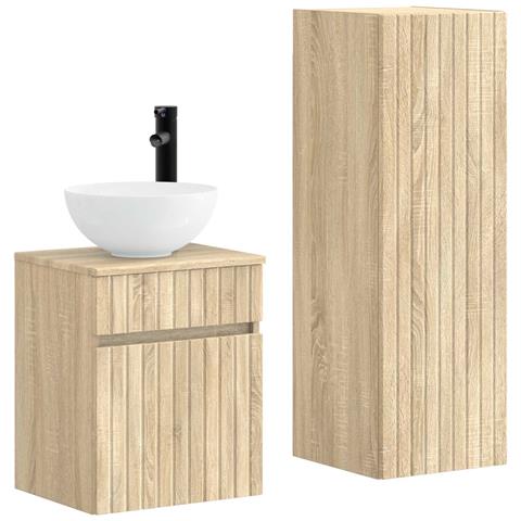 Set di mobili per il bagno 2 pz Rovere Sonoma - Foto 1