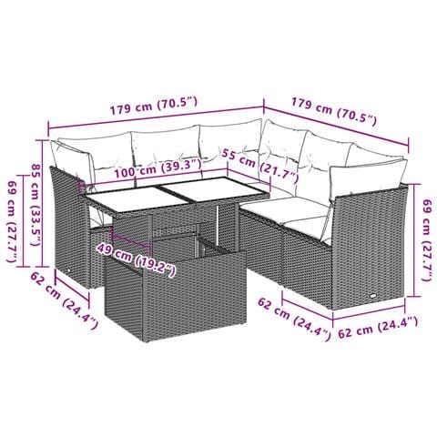 Set Divani da Giardino 6 pz con Cuscini Marrone in Polyrattan - Foto 9