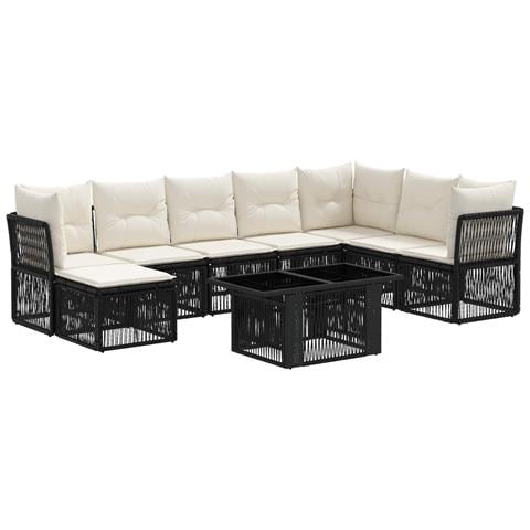 Set Divano da Giardino 9 pz Nero polyrattan - Foto 1