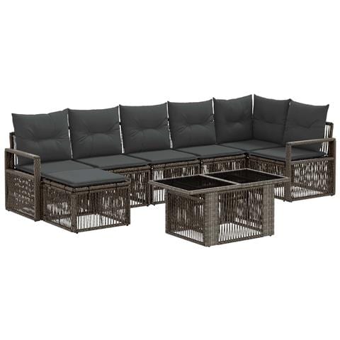 Set Divano da Giardino 8 pz Grigio e Grigio Scuro polyrattan - Foto 1