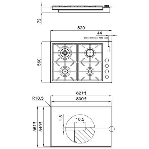 Piano Cottura 7637 000 a Gas 4 Fuochi Gas Colore Acciaio Spazzolato - Foto 3