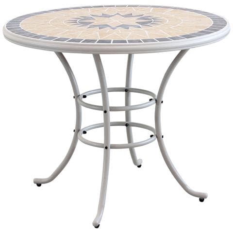 Tavolo Rotondo Fisso In Ferro Ø 90 Piano In Mosaico Per Esterno Giardino, Portico, Ristorante, Gelateria Bar Hotel Albergo - Foto 1