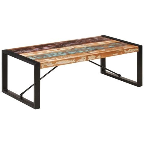 Tavolino Da Caffè In Legno Massello Recuperato 120x60x40 Cm - Foto 10